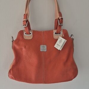 Italian Orange Leather Shoulder Bag